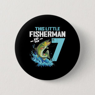 Badge Rond 5 Cm Garçons Pêche Anniversaire Chemise 7 Ans Poisson G