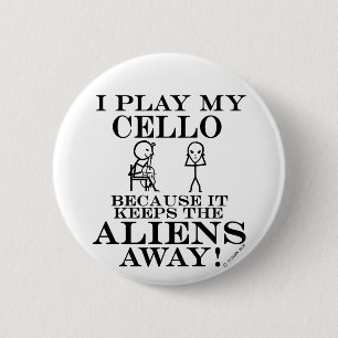 Badge Rond 5 Cm Garde le violoncelle parti d'aliens