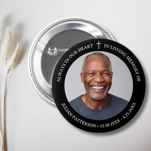 Badge Rond 5 Cm Garde-mémoire simple photo funéraire