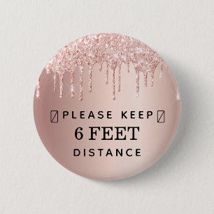 Badge Rond 5 Cm Garder à distance rose parties scintillant rose or