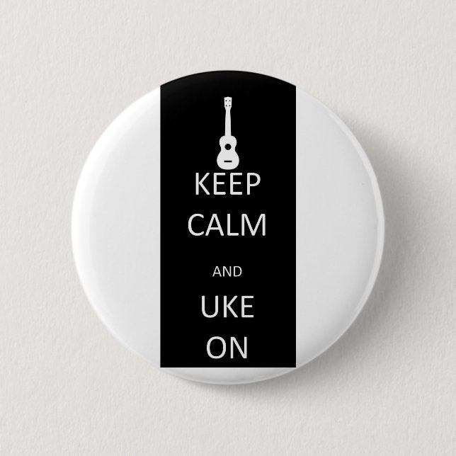 Badge Rond 5 Cm Gardez le calme et l'Uke dessus (Devant)