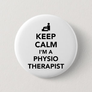 Badge Rond 5 Cm Gardez le calme que je suis un physiothérapeute