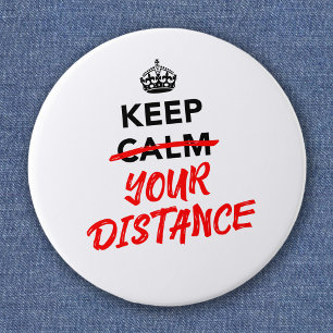 Badge Rond 5 Cm Gardez vos distances - Slogan de distanciation soc