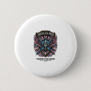 Badge Rond 5 Cm Gardien de drapeau numérique patriotique Cyberpunk