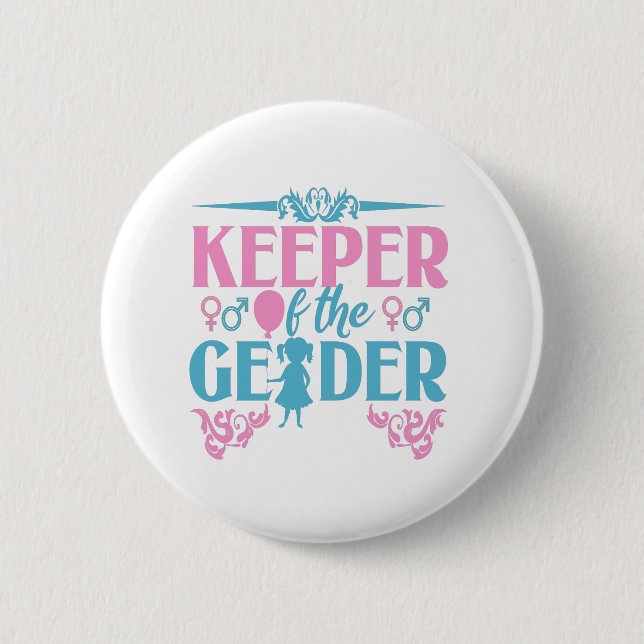 Badge Rond 5 Cm Gardien de la révélation de genre rose et bleu (Devant)