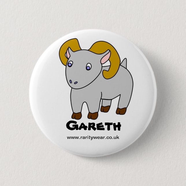 Badge Rond 5 Cm Gareth la chèvre (Devant)