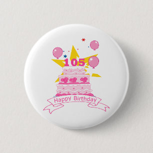 Badge Rond 5 Cm Gâteau d'anniversaire 105 ans