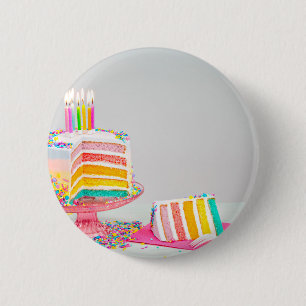 Badge Rond 5 Cm gâteau d'anniversaire arc-en-ciel