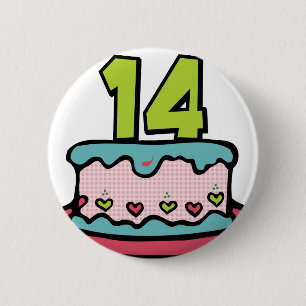 Badge Rond 5 Cm Gâteau d'anniversaire de 14 ans