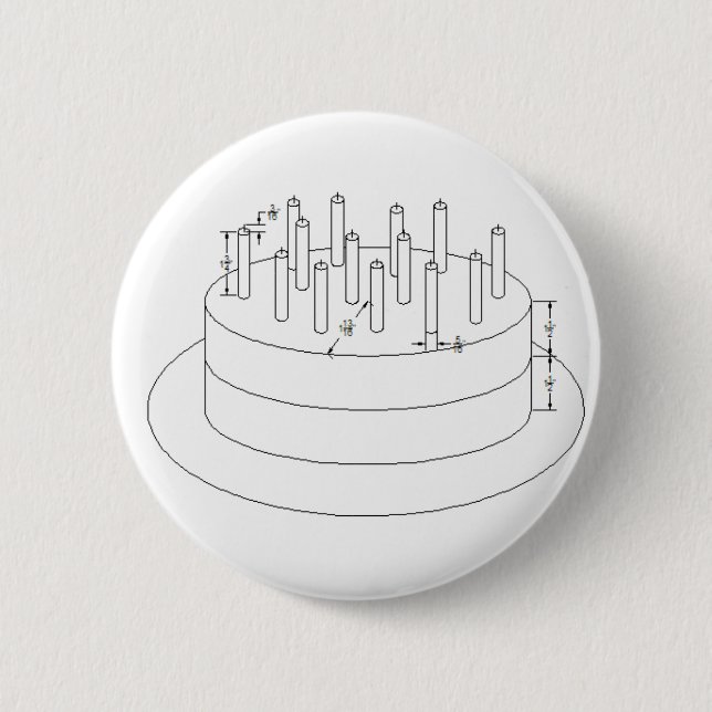 Badge Rond 5 Cm Gâteau d'anniversaire - style architectural rédigé (Devant)