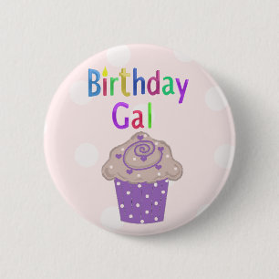 Badge Rond 5 Cm Gâteau de fête à pois pour la fille d'anniversaire