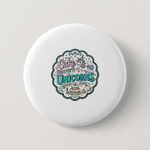 Badge Rond 5 Cm Gâteau de Licorne Confettis Licornes POD Prêt POD