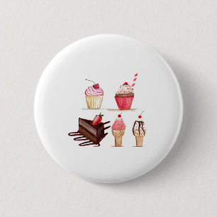 Badge Rond 5 Cm Gâteaux Aquarelle Boulangerie sucreries Cupcakes P