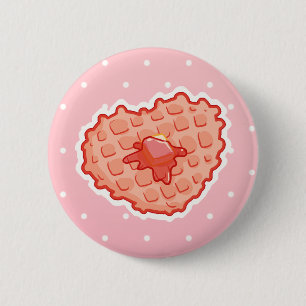 Badge Rond 5 Cm Gaufre I <3