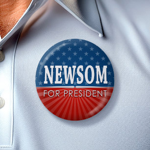 Badge Rond 5 Cm Gavin Newsom Campagne Étoiles et rayures