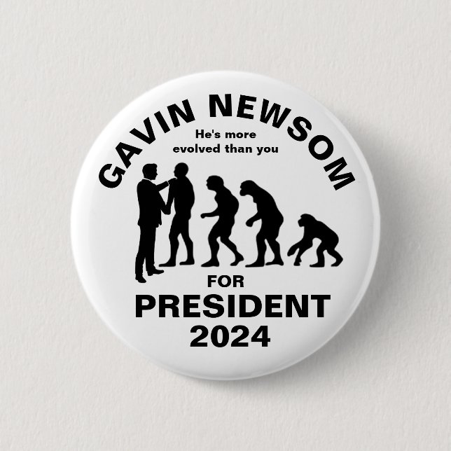 Badge Rond 5 Cm Gavin Newsom pour Président 2024 (Devant)