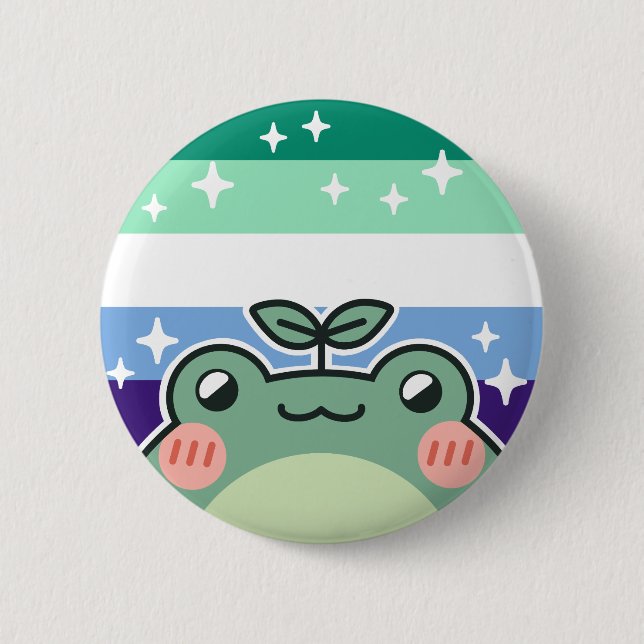 Badge Rond 5 Cm Gay MLM LGBT Pride Drapeau Grenouille (Devant)