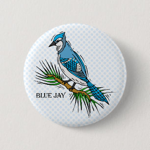 Badge Rond 5 Cm Geai bleu de Bernie