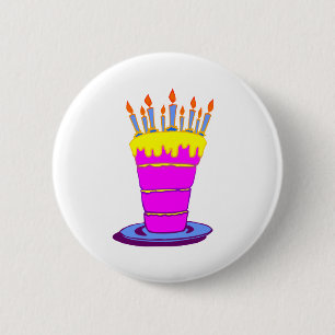 Badge Rond 5 Cm Géant gâteau d'anniversaire rose