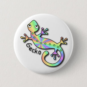 Badge Rond 5 Cm Gecko psychédélique