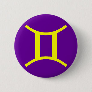 BADGE ROND 5 CM GÉMEAUX, SIGNE ZODIACAL