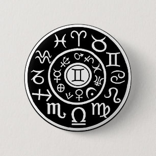 Badge Rond 5 Cm Gemini Zodiac