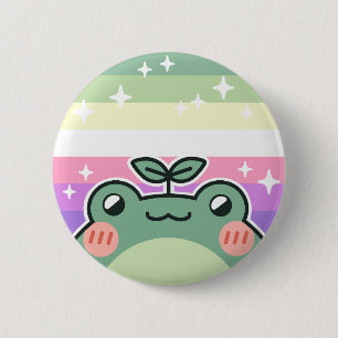 Badge Rond 5 Cm Genderfae LGBT Pride Drapeau Grenouille