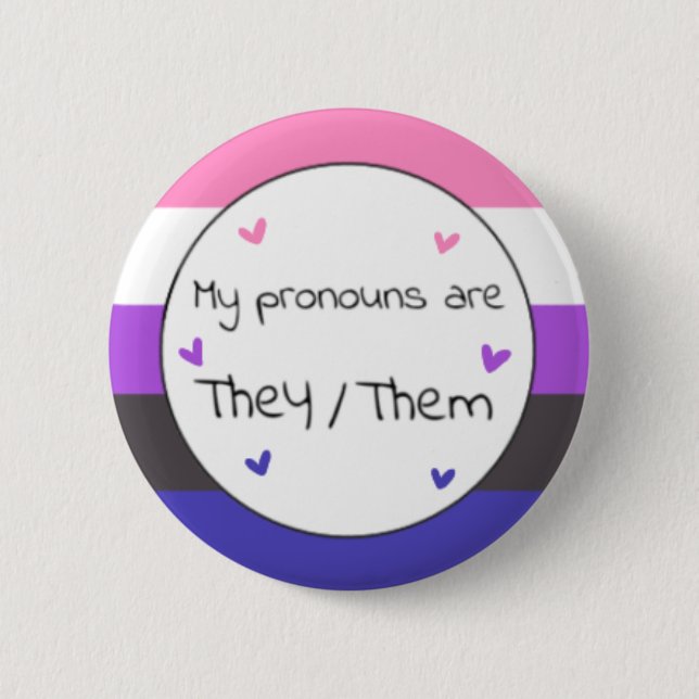 Badge Rond 5 Cm Genderfluide Eux/Eux Pronoun Pin (Devant)