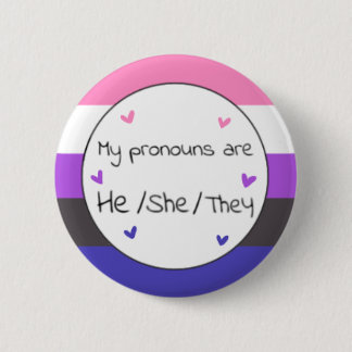 Badge Rond 5 Cm Genderfluide Il/Elle/Ils Pronoun Pin