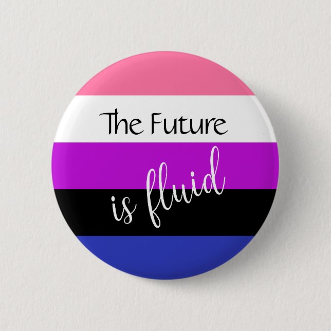 Badge Rond 5 Cm Genderfluide L'avenir est Fluid Custom Text Button (Devant)