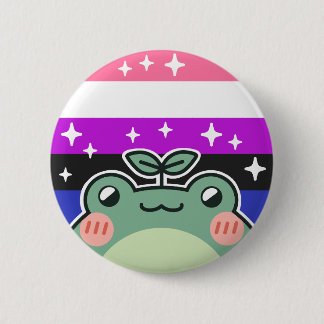 Badge Rond 5 Cm Genderfluide LGBT Pride Drapeau Grenouille