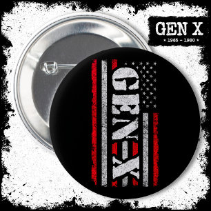 Badge Rond 5 Cm Génération Fière X Gen Xer American Flag Gen X