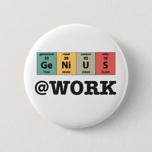 Badge Rond 5 Cm Génie au bouton de Tableau périodique de travail