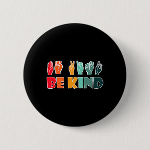 Badge Rond 5 Cm Genre American Sign Language Asl Handene
