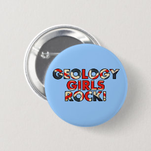 Badge Rond 5 Cm Geology Girls Rock ! (Drapeau UK)