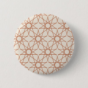 Badge Rond 5 Cm Géométrie d'étoile quintuple en terre cuite et ivo