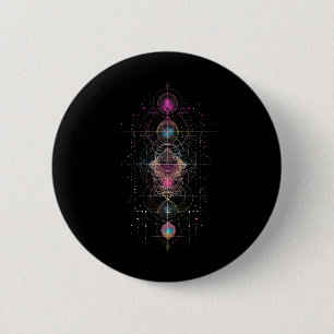 Badge Rond 5 Cm Géométrie sacrée Cube Metatron Yoga Spirituel