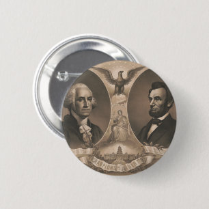 Badge Rond 5 Cm George Washington Abraham Lincoln Eagle Vintage am