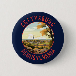 Badge Rond 5 Cm Gettysburg Pennsylvanie Retro Cercle en détresse