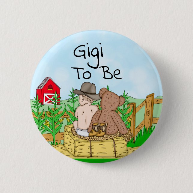 Badge Rond 5 Cm Gigi au Baby shower du garçon (Devant)
