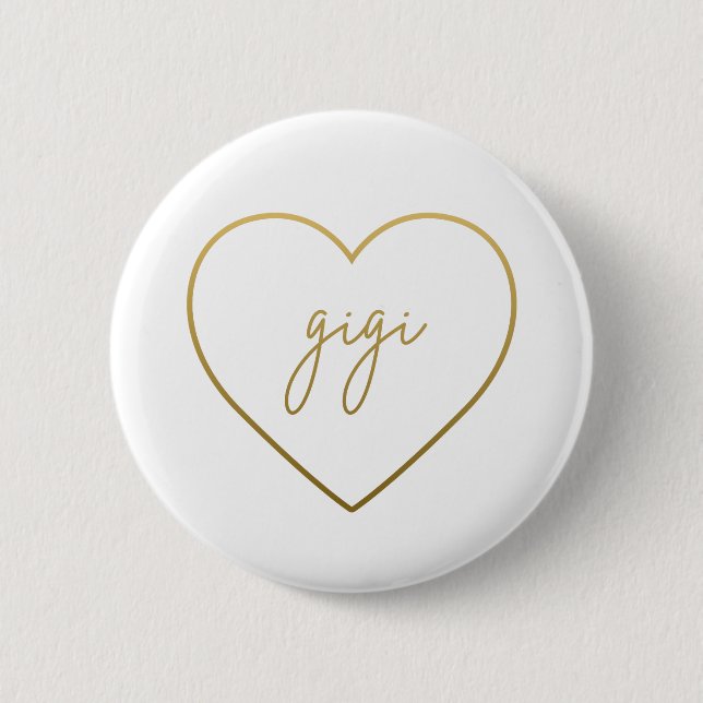 Badge Rond 5 Cm Gigi Elegant Golden Gradient Heart Grandma Cadeau (Devant)