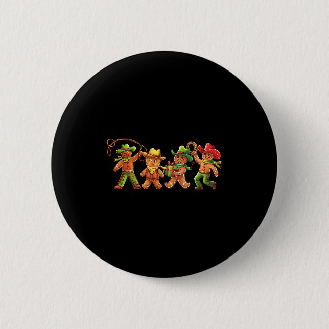 Badge Rond 5 Cm Gingerbread Cowboy Christmas Cookie Baker Western  (Devant)