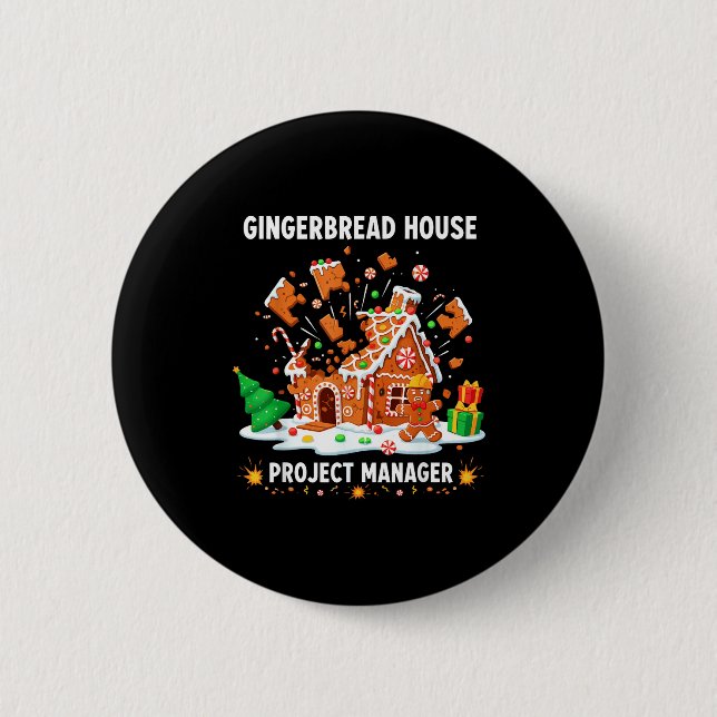 Badge Rond 5 Cm Gingerbread Man Costume, Gingerbread House Project (Devant)