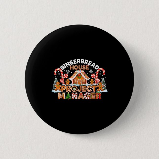 Badge Rond 5 Cm Gingerbread Man Costume, Gingerbread House Project (Devant)