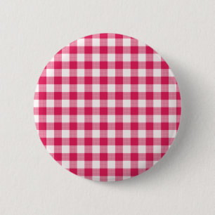 Badge Rond 5 Cm Gingham Magenta