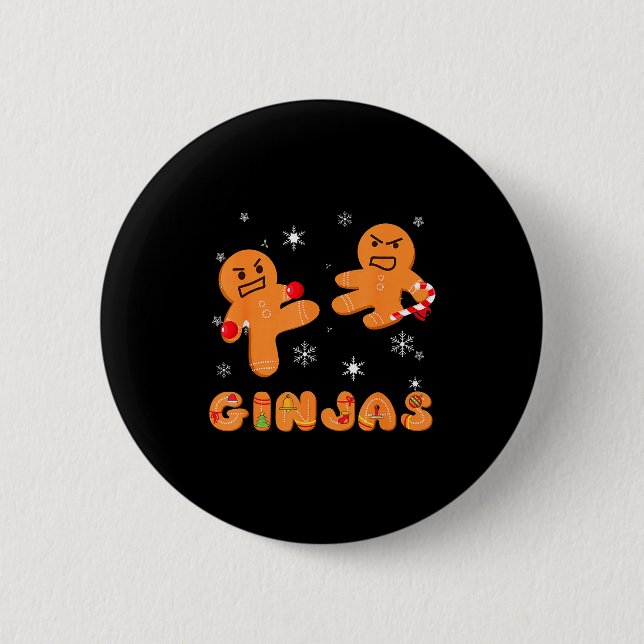 Badge Rond 5 Cm Ginjas Gingerbread Ninjas Funny Ugly Christmas  (Devant)