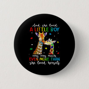 Badge Rond 5 Cm Girafe Elle Aima Un Petit Garçon Sensibilisation à