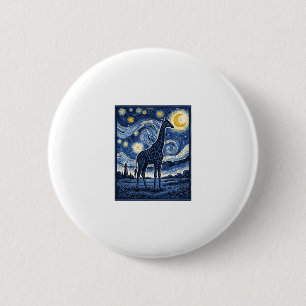 Badge Rond 5 Cm Girafe Nuit Étoilée Vintage