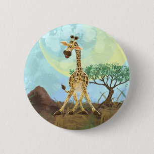 Badge Rond 5 Cm Giraffe de la Parade Animale