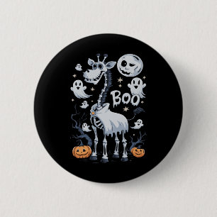 Badge Rond 5 Cm Giraffe De Squelette En Fantômes Halloween